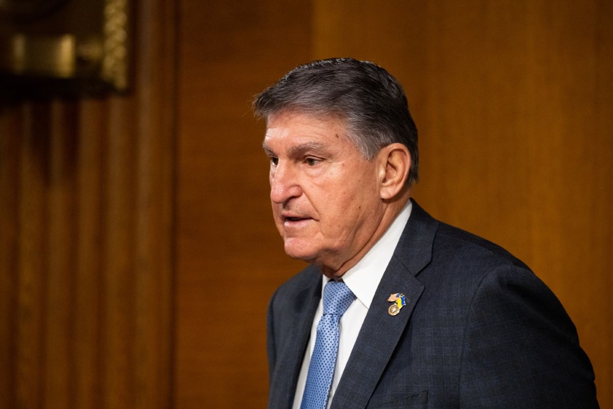 Sen. Joe Manchin, D-W. Va., arrives for the Senate Appropriations Committee hearing on the national security supplemental request on Tuesday, October 31, 2023.  (Bill Clark/CQ-Roll Call, Inc via Getty Images)
