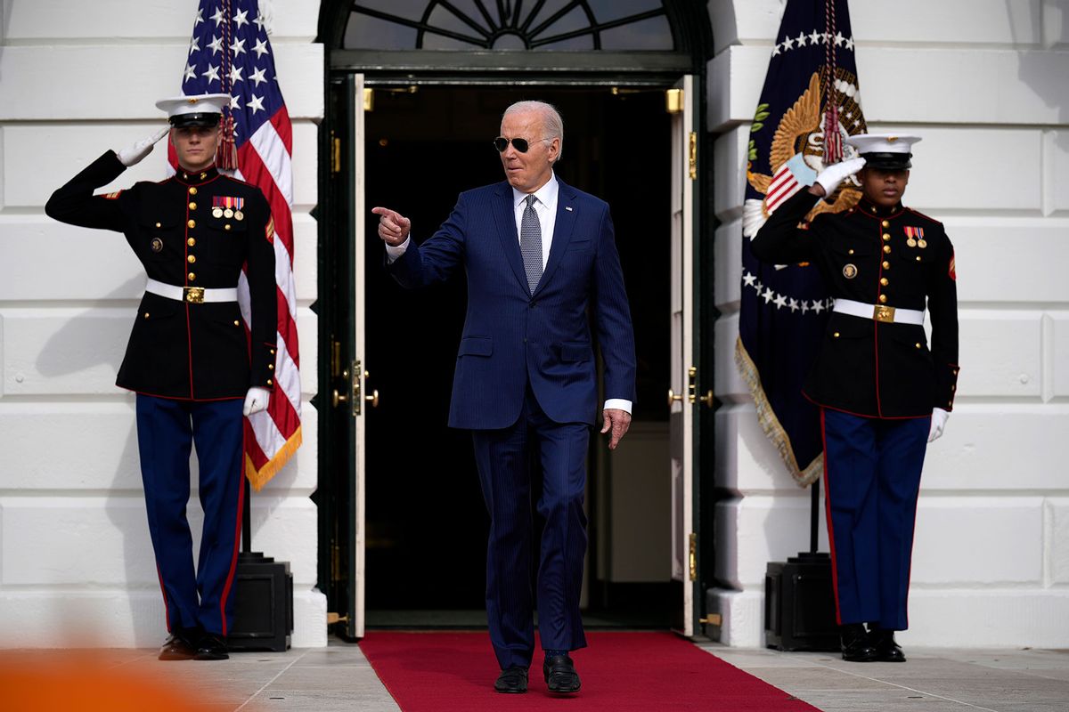 U.S. President Joe Biden arrives to pardon the National Thanksgiving turkeys, Liberty and Bell during a ceremony on the South Lawn of the White House on November 20, 2023 in Washington, DC. (Drew Angerer/Getty Images)