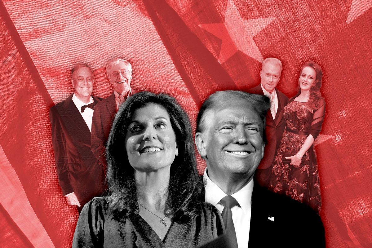 The Koch Brothers, Nikki Haley, Donald Trump and the Mercer Family (Photo illustration by Salon/Getty Images)