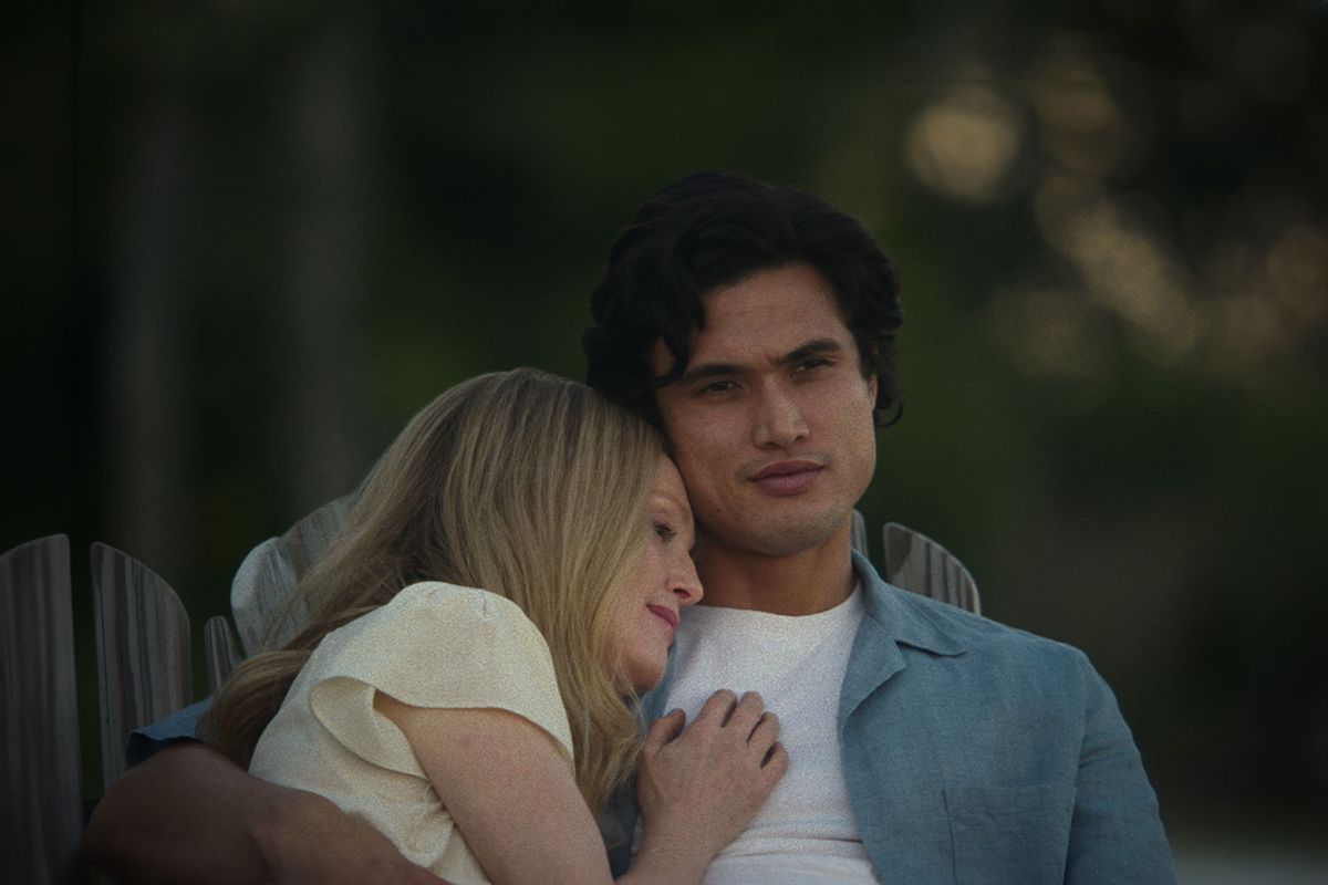 Julianne Moore and Charles Melton in "May December" (Netflix)