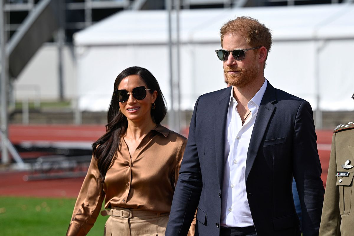 Meghan, Duchess of Sussex and Prince Harry, Duke of Sussex meet with General Luigi Miglietta and NATO Joint Force Command and families from Italy and Netherlands during day five of the Invictus Games Düsseldorf 2023 on September 14, 2023 in Duesseldorf, Germany. (Sascha Schuermann/Getty Images for the Invictus Games Foundation)