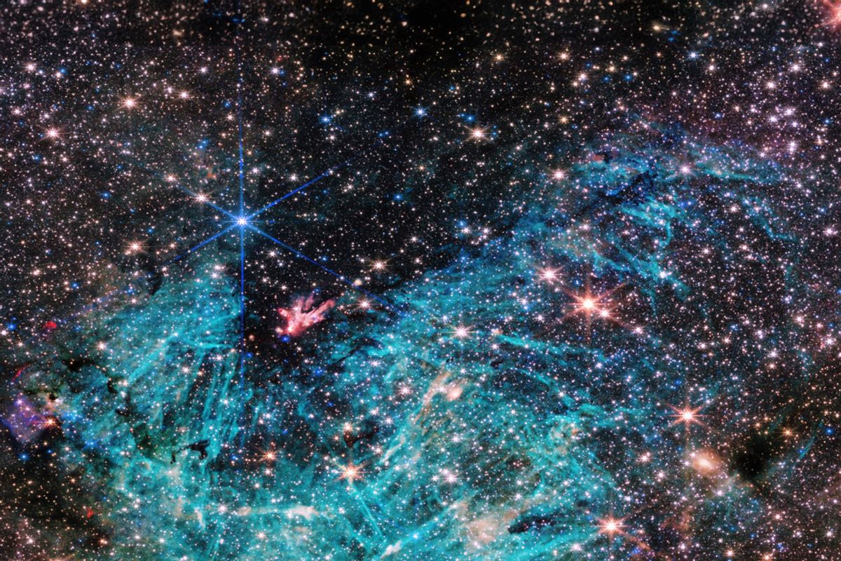The NIRCam (Near-Infrared Camera) instrument on NASA’s James Webb Space Telescope’s reveals a portion of the Milky Way’s dense core in a new light. An estimated 500,000 stars shine in this image of the Sagittarius C (Sgr C) region, along with some as-yet unidentified features. (NASA, ESA, CSA, STScI, and S. Crowe (University of Virginia))