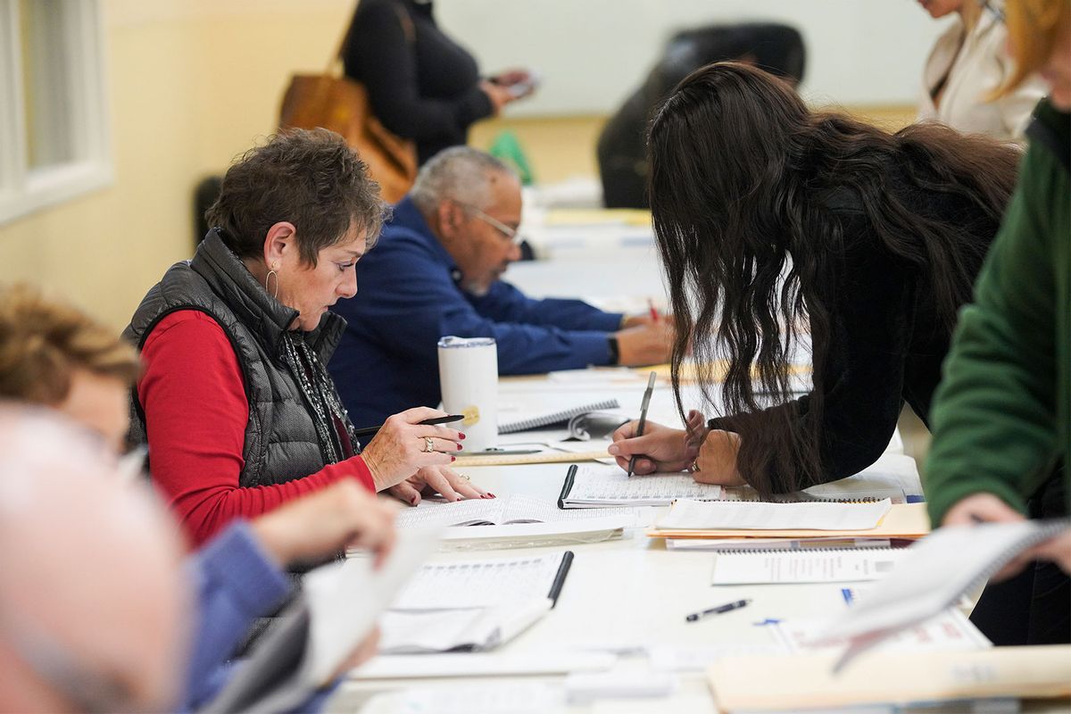 Voters check-in at a polling location on November 7, 2023 in Columbus, Ohio. (Andrew Spear/Getty Images)