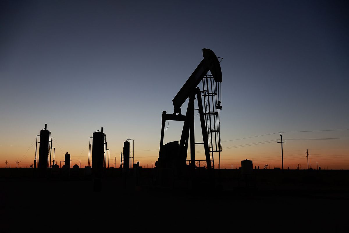 An oil pumpjack works in the Permian Basin oil field on March 12, 2022 in Stanton, Texas. (Joe Raedle/Getty Images)
