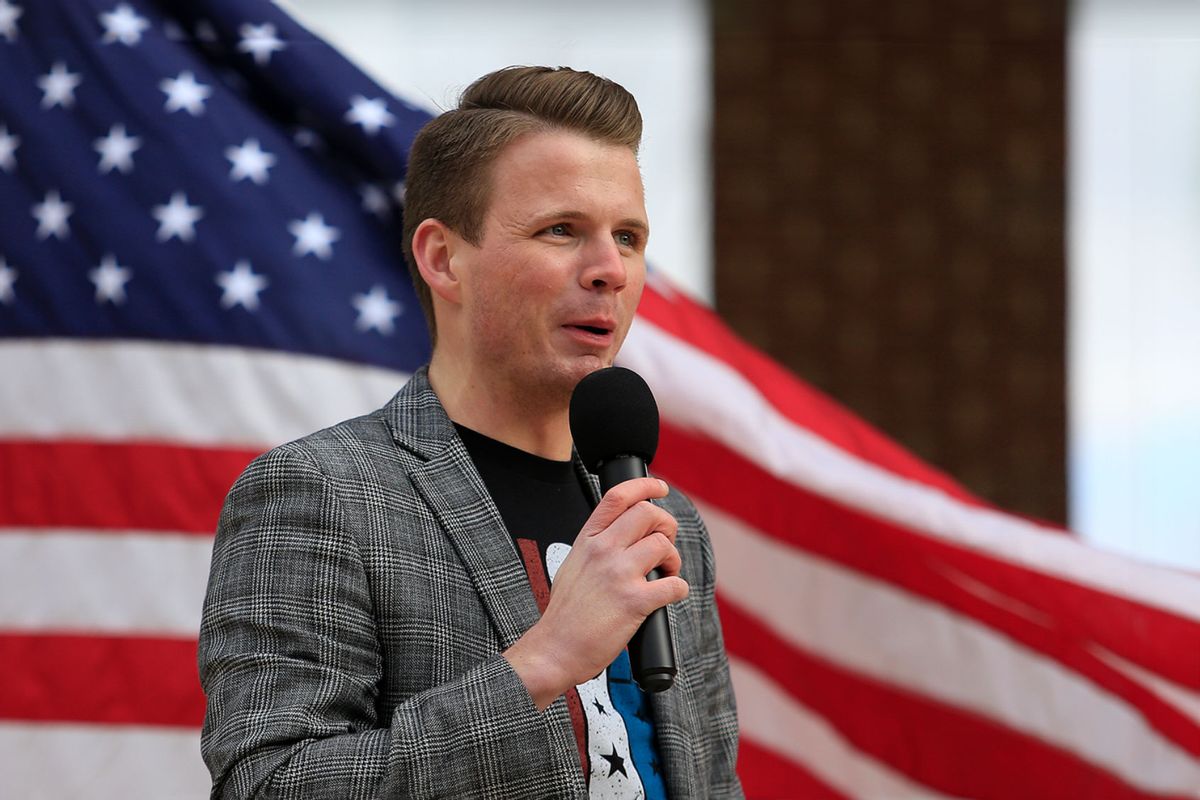 Ryan Fournier speaks to the crowd during the SAVE AMERICA TOUR at The Bowl at Sugar Hill on January 3rd, 2021 in Sugar Hill, Georgia. Fournier co-founder STUDENTS FOR TRUMP in 2015. (David J. Griffin/Icon Sportswire/Getty Images)