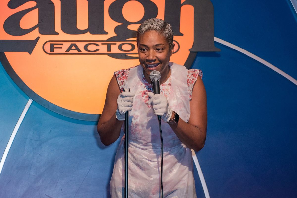 Comedian Tiffany Haddish performs at Laugh Factory Hollywood's 43rd Thanksgiving Feast And Show at Laugh Factory on November 23, 2023 in Los Angeles, California. (Olivia Wong/Getty Images)