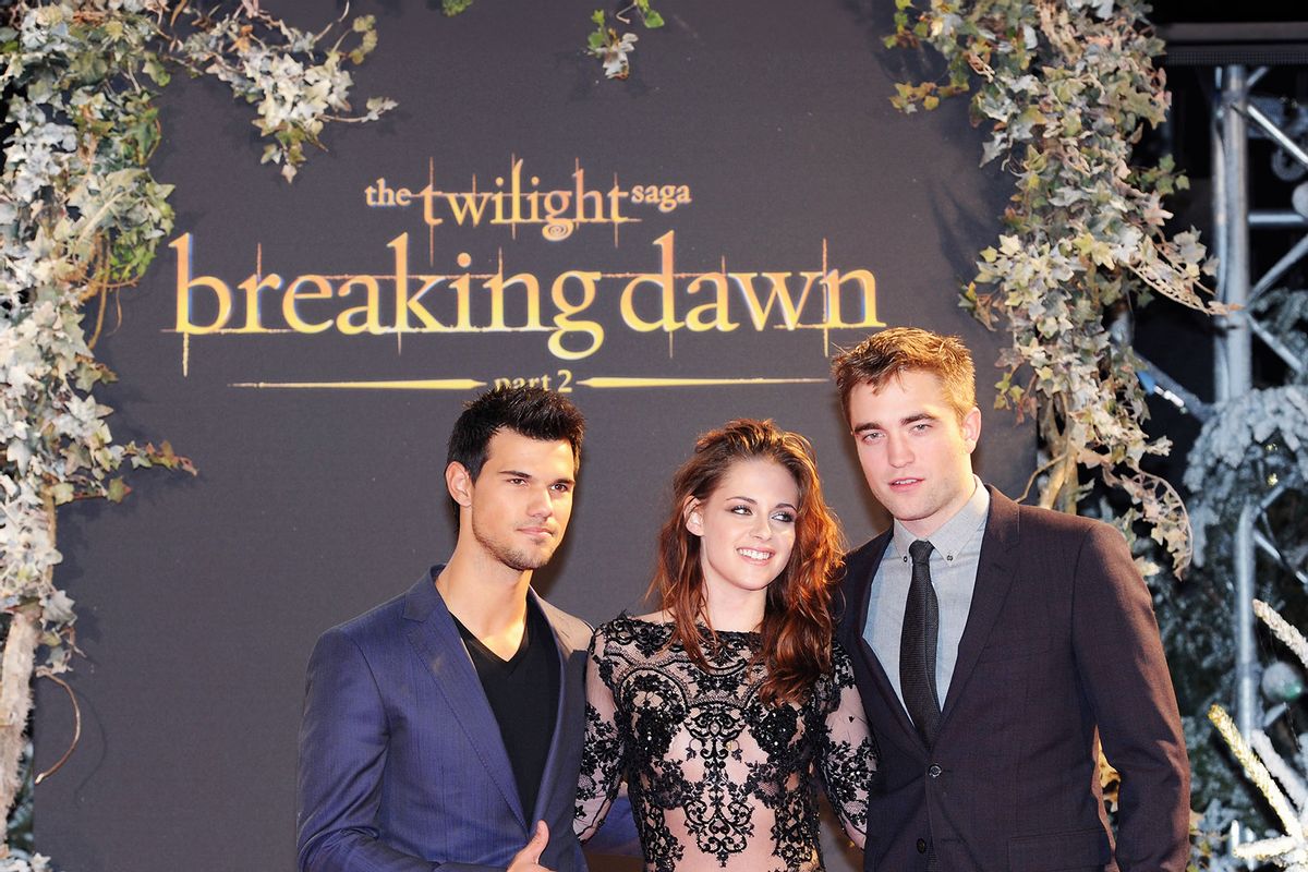 Taylor Lautner, Kristen Stewart and Robert Pattinson attends the UK Premiere of 'The Twilight Saga: Breaking Dawn Part 2' at Odeon Leicester Square on November 14, 2012 in London, England. (Dave M. Benett/WireImage/Getty Images)