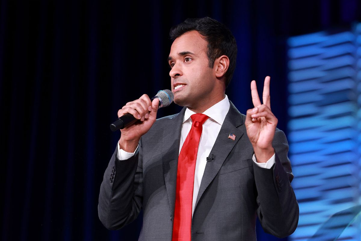 Republican presidential candidate businessman Vivek Ramaswamy speaks during the Florida Freedom Summit at the Gaylord Palms Resort on November 04, 2023 in Kissimmee, Florida. (Joe Raedle/Getty Images)