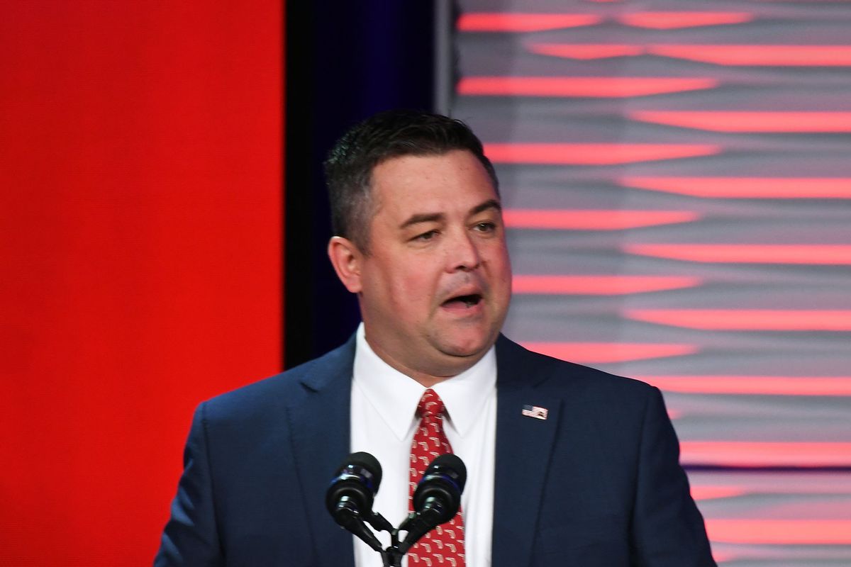 Florida GOP Chairman Christian Ziegler addresses attendees at the Republican Party of Florida Freedom Summit at the Gaylord Palms Resort in Kissimmee. (Paul Hennessy/SOPA Images/LightRocket via Getty Images)