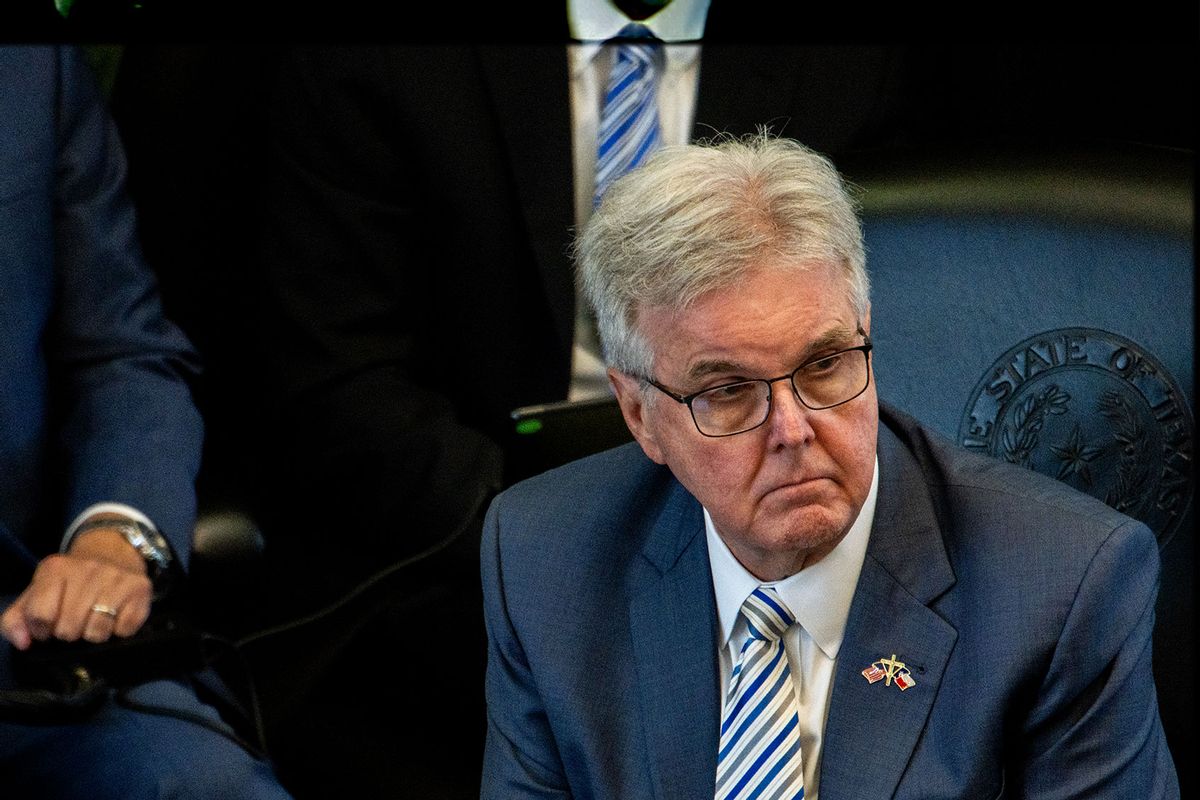 Lt. Gov. Dan Patrick listens to testimony during the former attorney Texas Attorney General Ken Paxton's impeachment trial on September 06, 2023 in Austin, Texas. (Brandon Bell/Getty Images)
