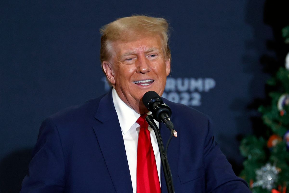 Former U.S. President and 2024 presidential hopeful Donald Trump speaks during a campaign event in Waterloo, Iowa, on December 19, 2023.  (KAMIL KRZACZYNSKI/AFP via Getty Images)