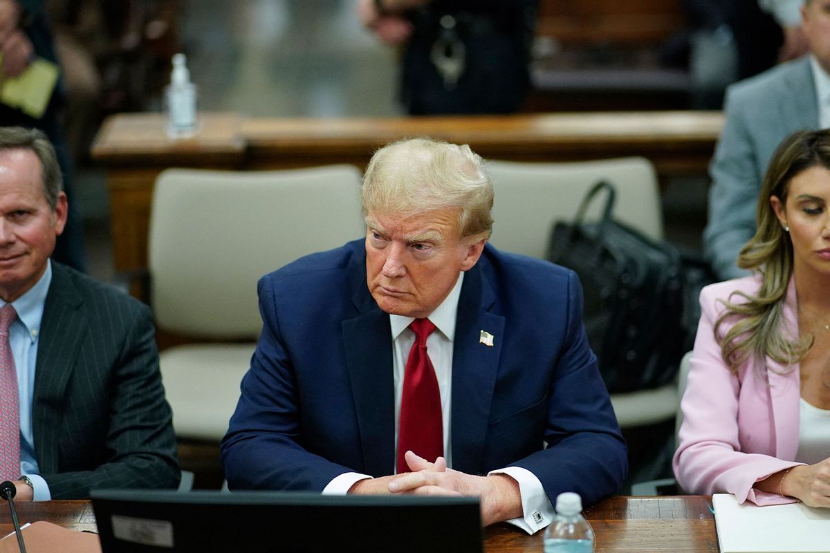 Former US President Donald Trump looks on during the civil fraud trial against the Trump Organization, at the New York State Supreme Court in New York City on December 7, 2023. (EDUARDO MUNOZ ALVAREZ/POOL/AFP via Getty Images)