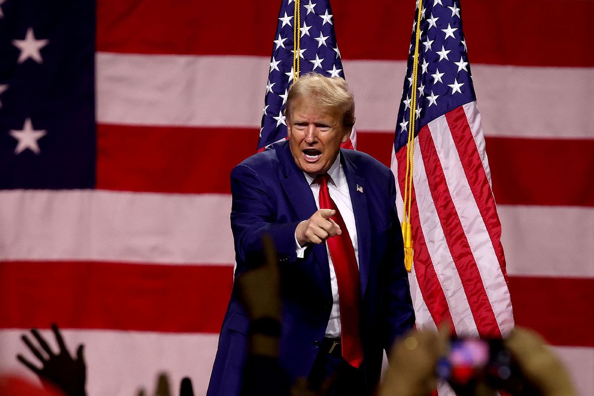 Republican Presidential candidate former U.S. President Donald Trump delivers remarks during a campaign rally at the Reno-Sparks Convention Center on December 17, 2023 in Reno, Nevada. (Justin Sullivan/Getty Images)