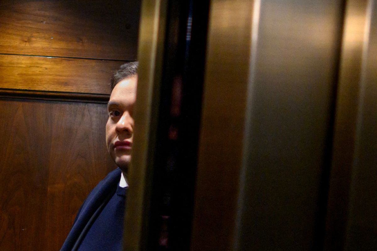 Rep. George Santos, R-NY, takes an elevator while on his way from his office to the US Capitol in Washington, DC, on December 1, 2023.  (MANDEL NGAN/AFP via Getty Images)