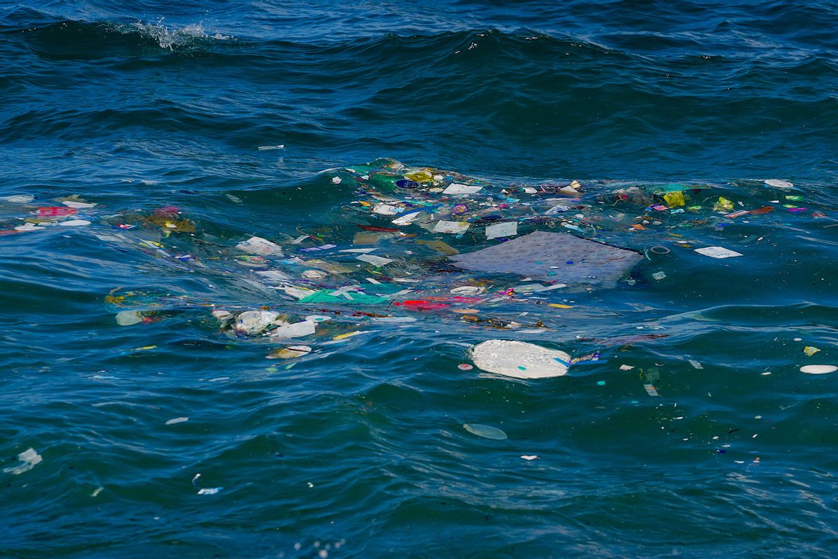 Many waste plastics were seen on the sea in Colombo, Sri Lanka, on August 27, 2023. As the United Nations Environment Programme said, every day, the equivalent of 2,000 garbage trucks full of plastic are dumped into the world's oceans, rivers, and lakes. Plastic pollution is a global problem. (Thilina Kaluthotage/NurPhoto via Getty Images)