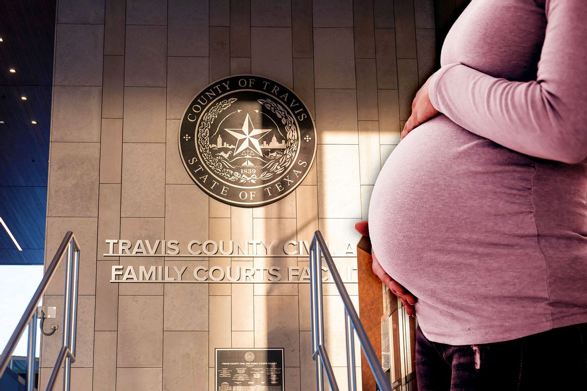 The Travis County 459th District Court is seen prior to an emergency hearing in Cox v Texas, in Austin, Texas, on December 7, 2023. | Pregnant Woman (SUZANNE CORDEIRO/AFP via Getty Images)