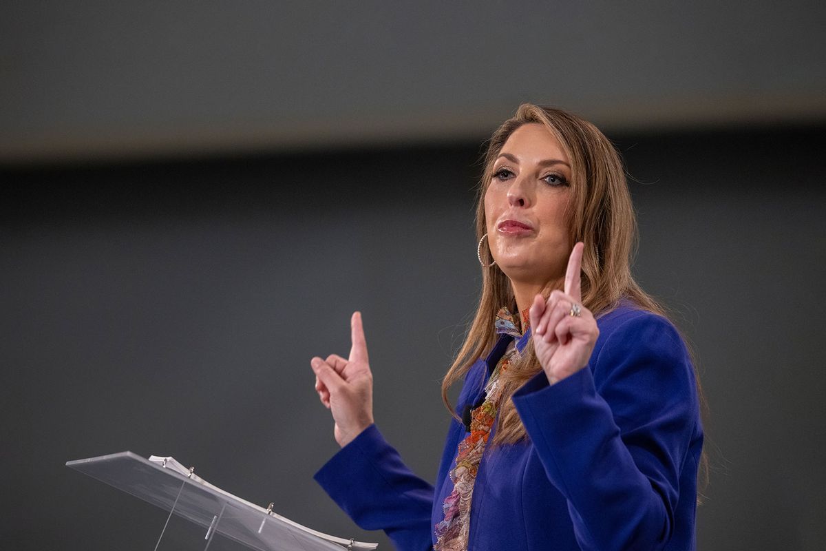 RNC Chairwoman Ronna McDaniel speaks at the Ronald Reagan Presidential Foundation & Institute's 'A Time for Choosing Speaker Series' at the Ronald Reagan Presidential Library on April 20, 2023 in Simi Valley, California. (David McNew/Getty Images)