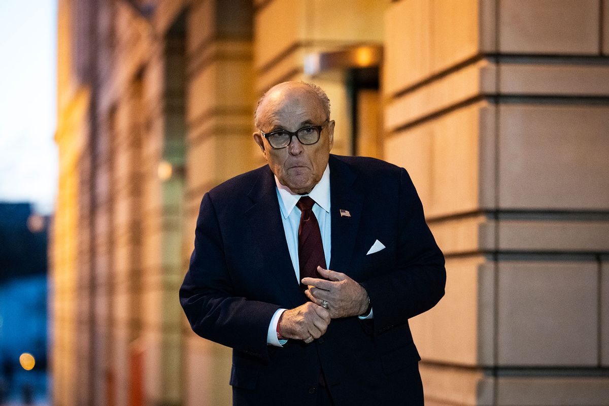 Rudy Giuliani, the former personal lawyer for former U.S. President Donald Trump, departs the E. Barrett Prettyman U.S. District Courthouse on December 11, 2023 in Washington, DC. (Drew Angerer/Getty Images)