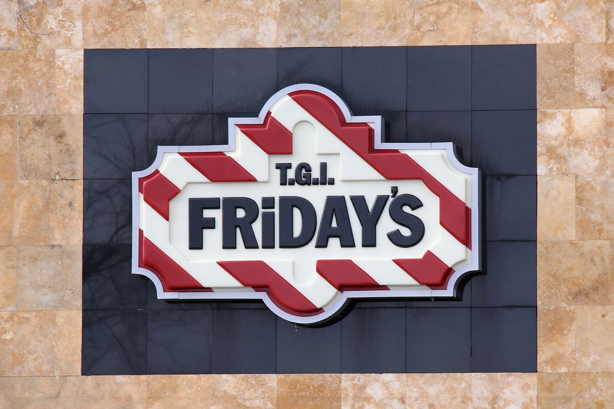 An image of the sign for T.G.I Friday's as photographed on March 16, 2020 in Levittown, New York. (Bruce Bennett/Getty Images)