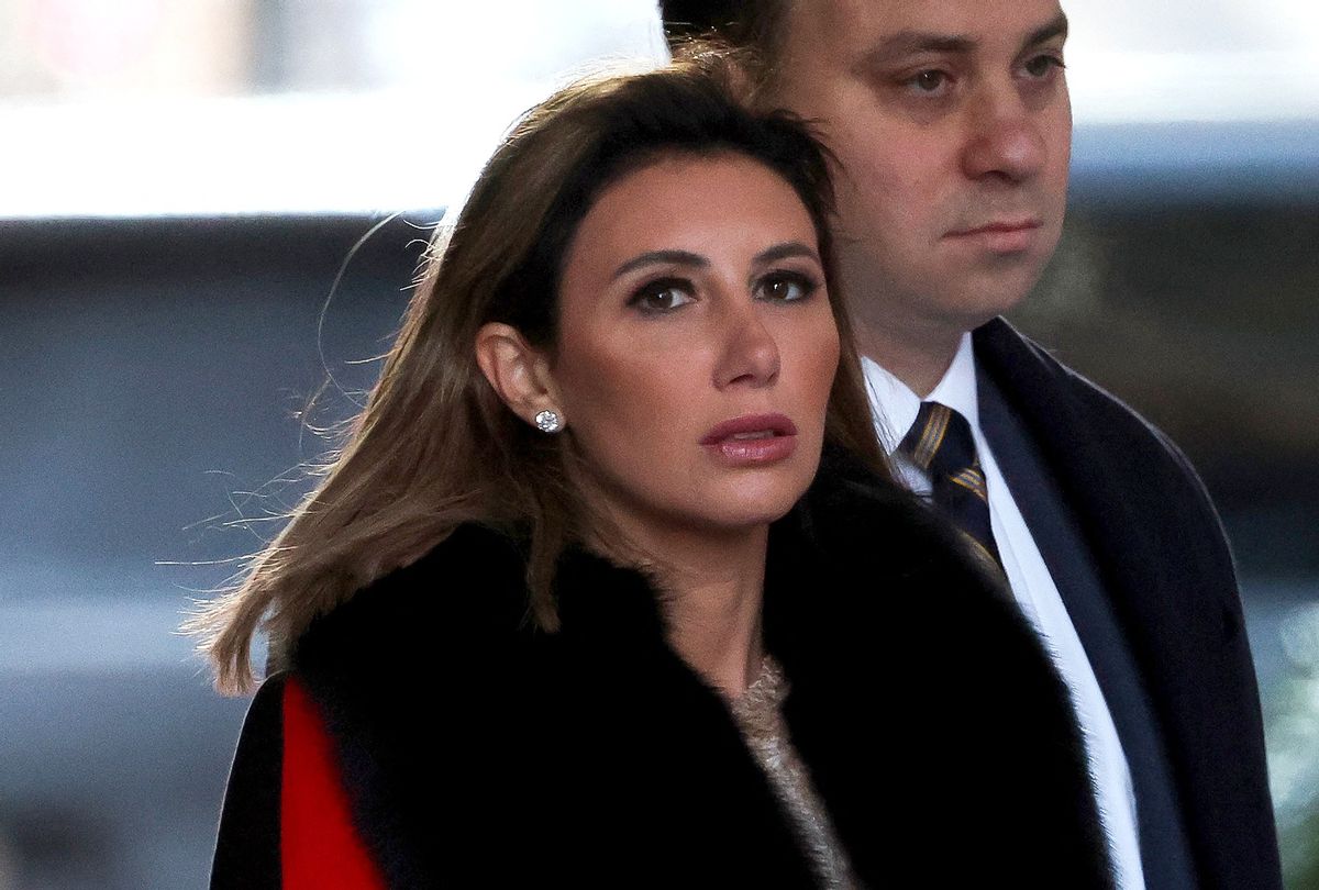 Former President Donald Trump's lawyer, Alina Habba leaves Trump Tower for Manhattan federal court for the second defamation trial against him, in New York City on January 17, 2024.  (CHARLY TRIBALLEAU/AFP via Getty Images)