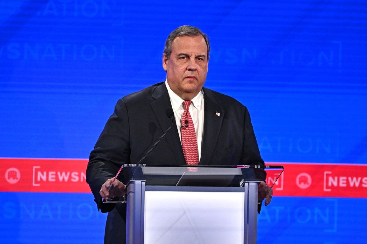 Former Governor of New Jersey Chris Christie is seen onstage during the fourth Republican presidential primary debate at the University of Alabama in Tuscaloosa, Alabama, on December 6, 2023 (JIM WATSON/AFP via Getty Images)