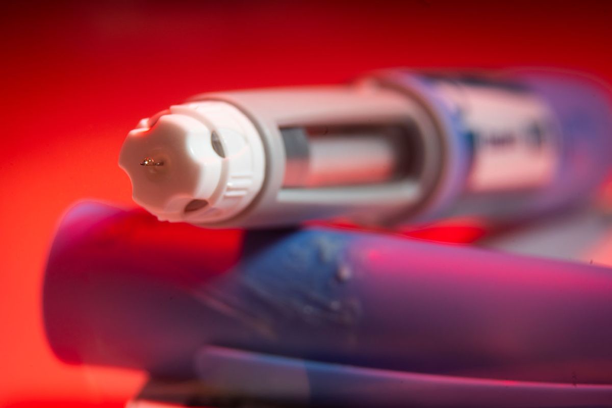 Close-up of Ozempic needle injection pen (Jaap Arriens/NurPhoto via Getty Images)