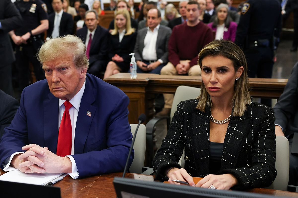 Former U.S. President Donald Trump and his lawyers Christopher Kise and Alina Habba attend the closing arguments in the Trump Organization civil fraud trial at New York State Supreme Court on January 11, 2024 in New York City. (Shannon Stapleton-Pool/Getty Images)