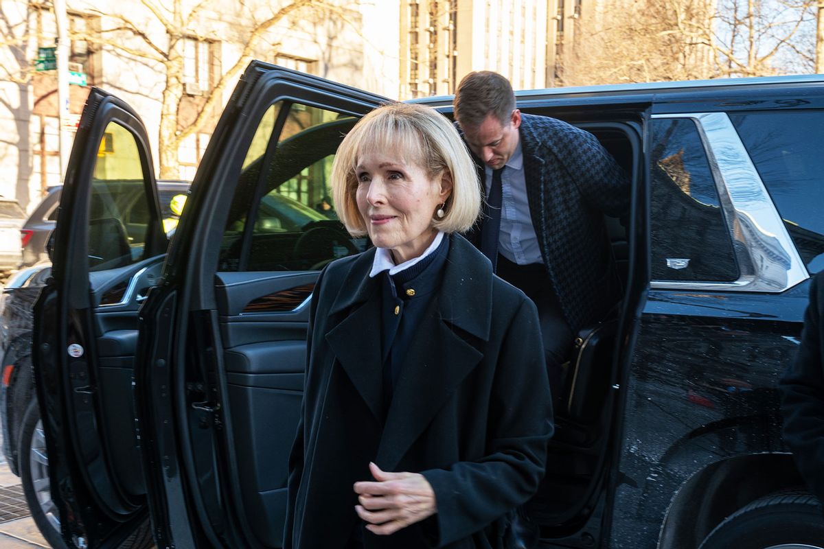 E. Jean Carroll arrives at Manhattan federal court in New York as her defamation suit against Donald Trump resumes on January 22, 2024 in New York City. (Spencer Platt/Getty Images)