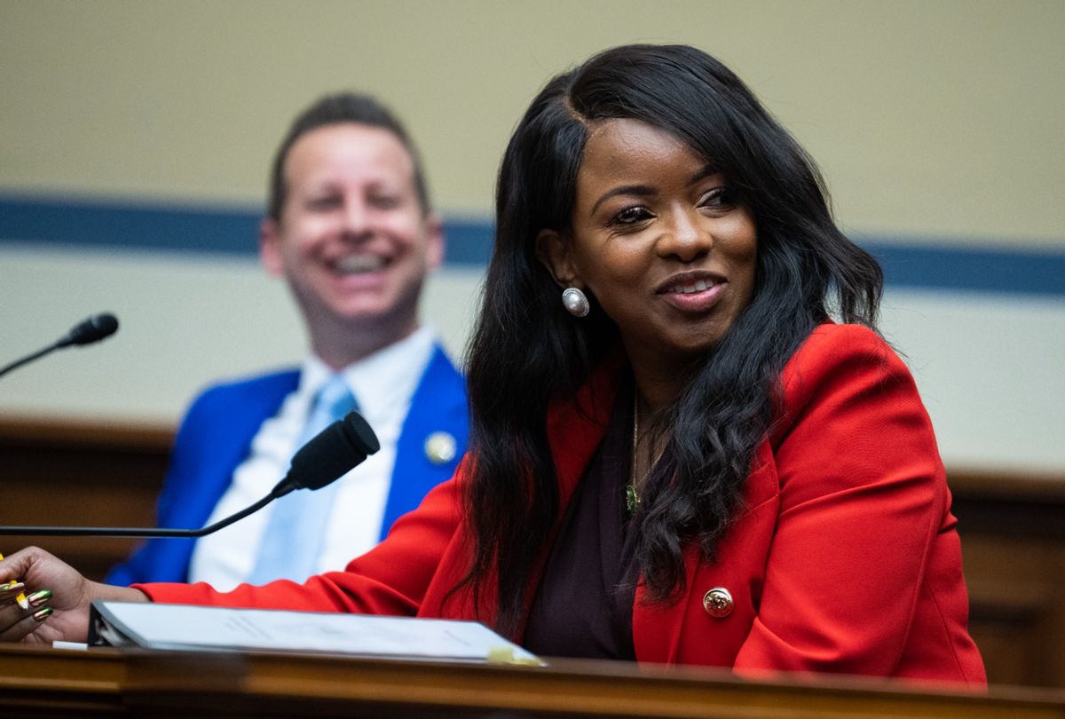 Rep. Jasmine Crockett, D-Texas, at a House Oversight and Accountability Committee hearing on Tuesday, May 16, 2023. (Tom Williams/CQ-Roll Call, Inc via Getty Images)