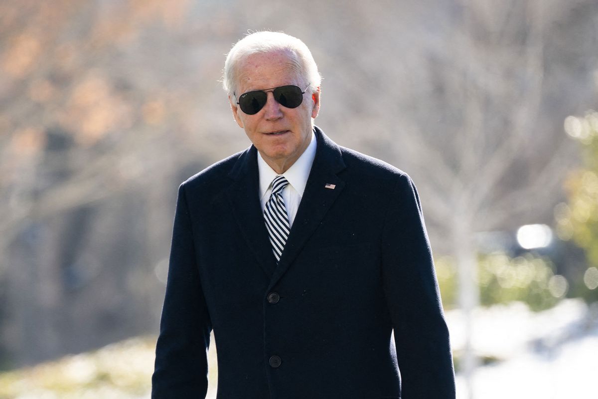 US President Joe Biden arrives on the South Lawn of the White House in Washington, DC, on January 22, 2024, as he returns from Rehoboth Beach, Delaware. (SAUL LOEB/AFP via Getty Images)