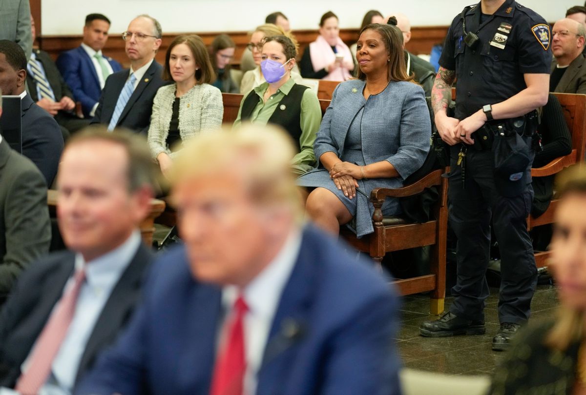 Attorney General Letitia James sits in the courtroom during the civil fraud trial of former President Donald Trump at New York Supreme Court on January 11, 2024 in New York City.  (Seth Wenig-Pool/Getty Images)
