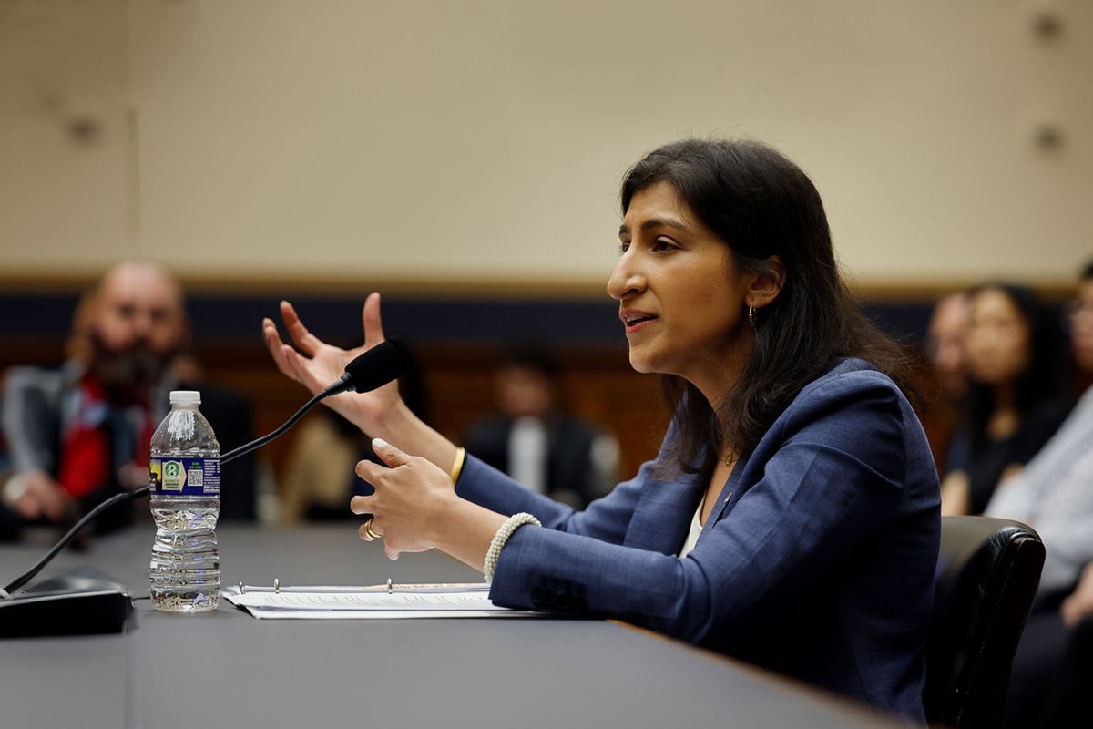 Federal Trade Commission Chair Lina Khan testifies before the House Judiciary Committee in the Rayburn House Office Building on Capitol Hill on July 13, 2023 in Washington, DC. (Chip Somodevilla/Getty Images)