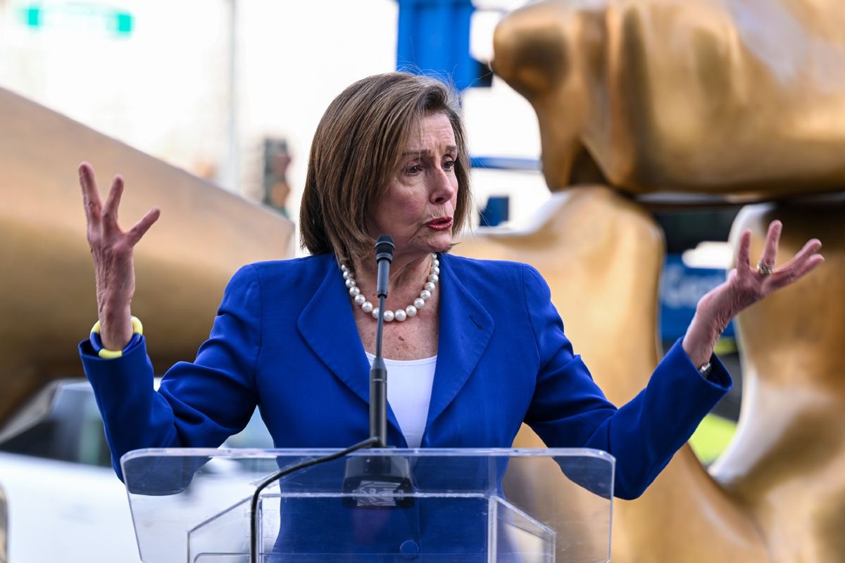 Speaker Pelosi and Mayor Breed attend a dedication ceremony of Michael Tilson Thomas (MTT) Way in San Francisco. (Tayfun Coskun/Anadolu via Getty Images)