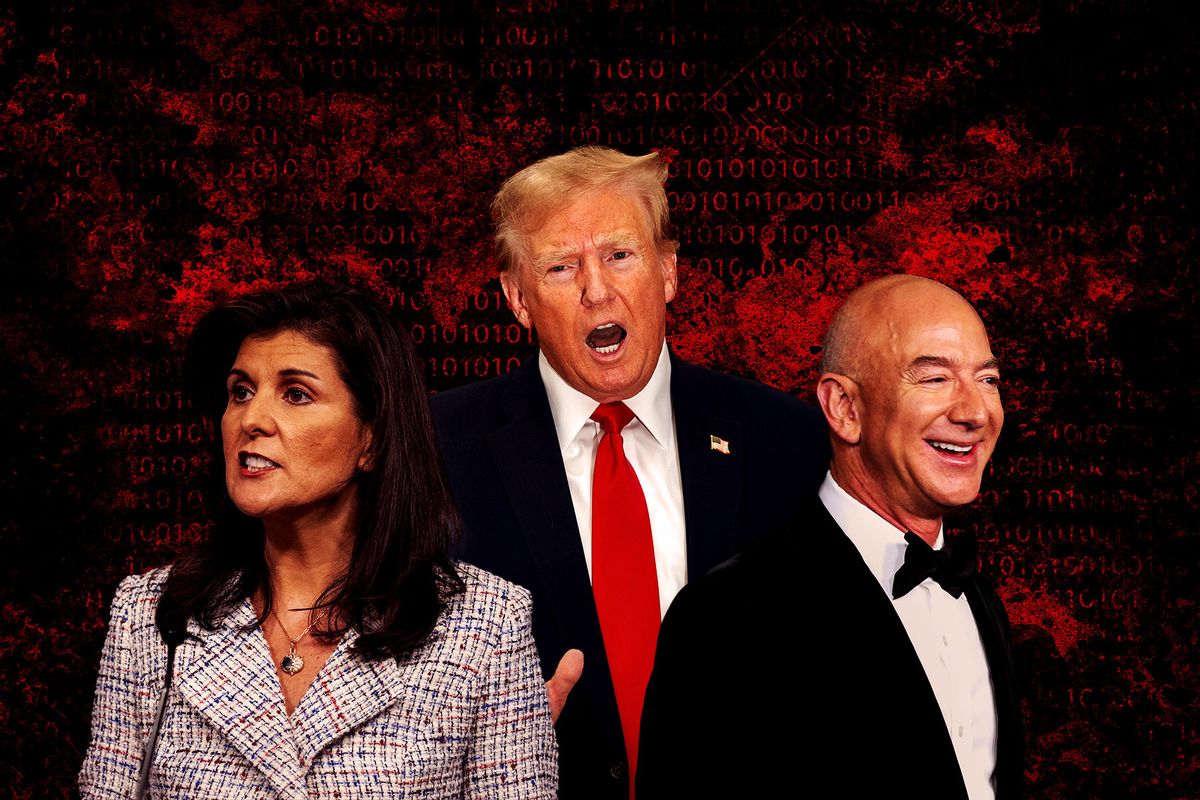 Nikki Haley, Donald Trump and Jeff Bezos (Photo illustration by Salon/Getty Images)