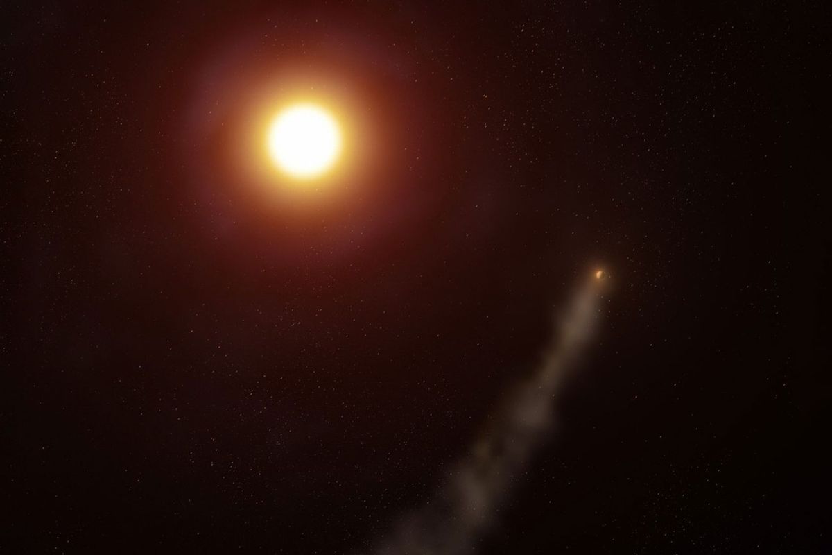 An artist's impression of exoplanet WASP-69b orbiting its host star. (Adam Makarenko/W. M. Keck Observatory)