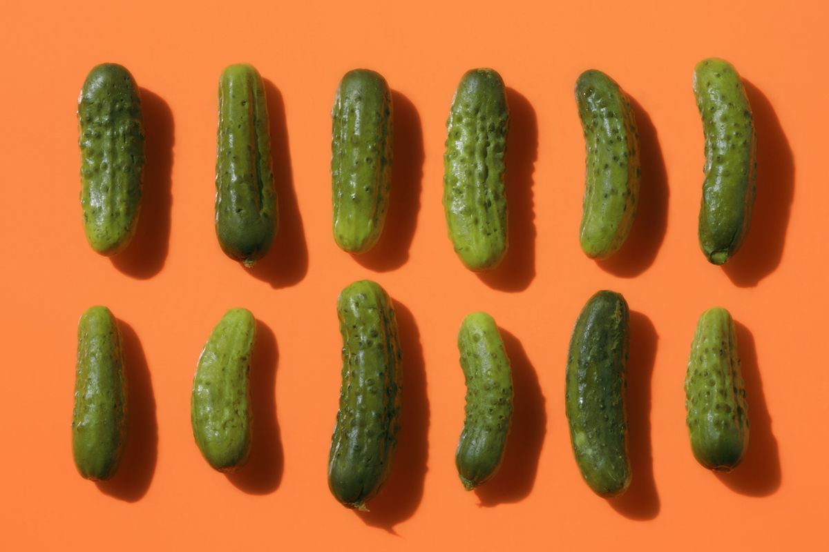Two rows of pickles (Getty Images/Paul Taylor)