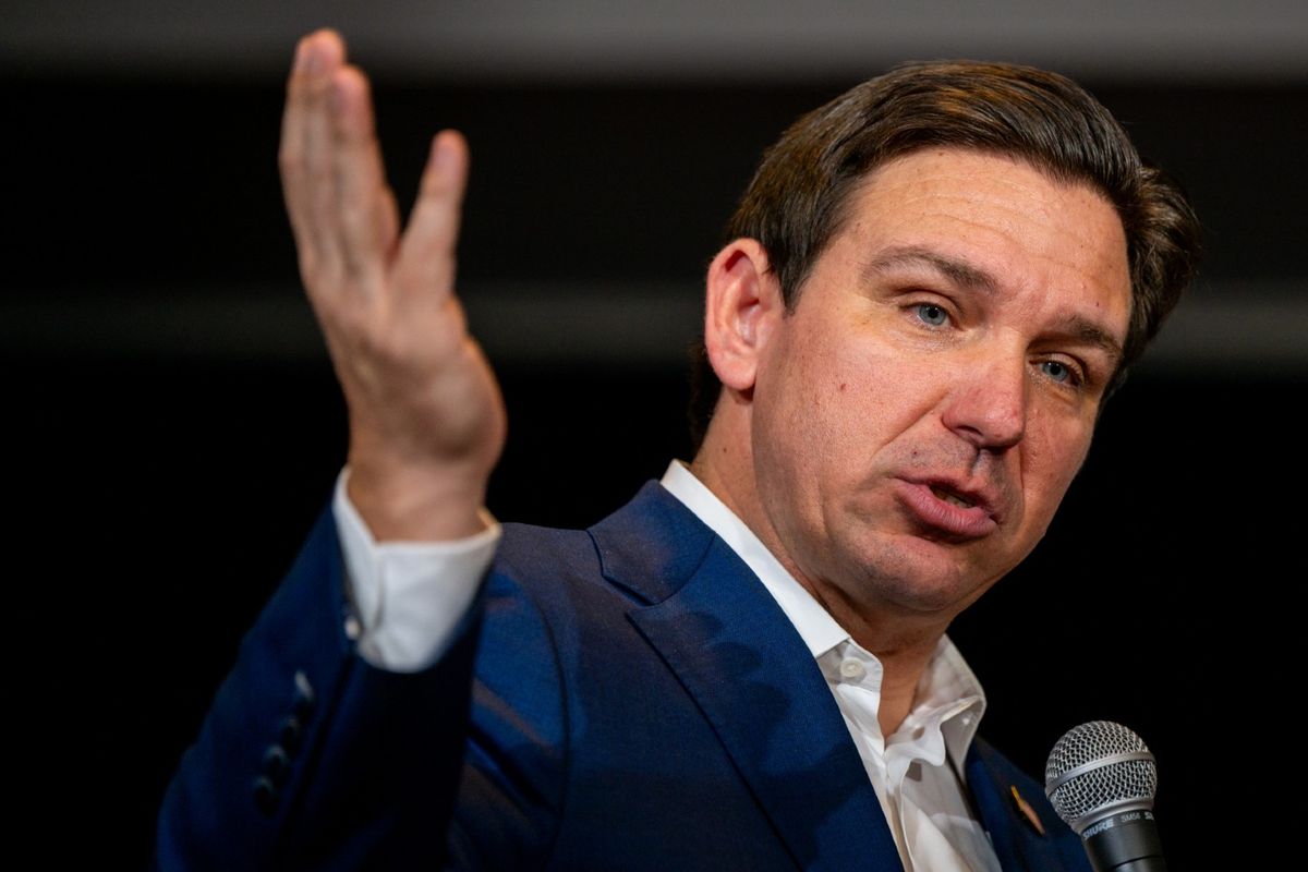 Republican presidential candidate, Florida Gov. Ron DeSantis speaks to supporters during a campaign rally at the Courtyard by Marriott Nashua on January 19, 2024 in Nashua, New Hampshire. (Brandon Bell/Getty Images)