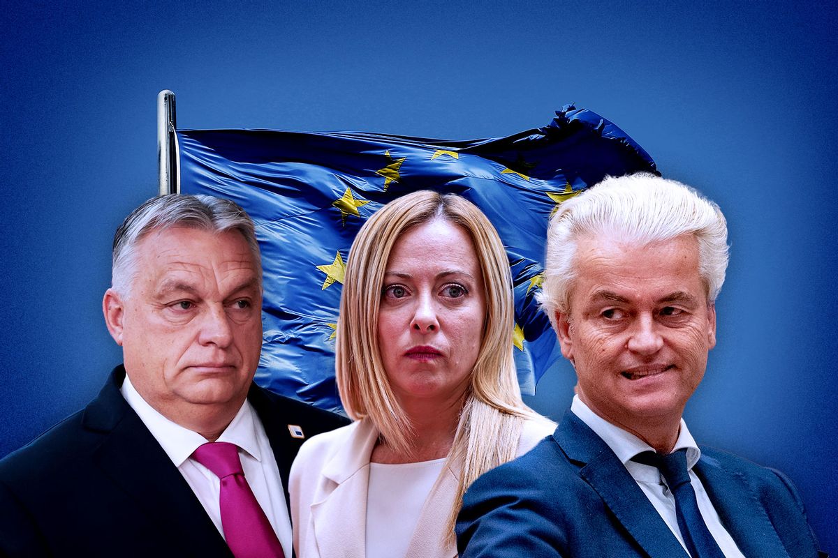 Viktor Orban, Giorgia Meloni and Geert Wilders (Photo illustration by Salon/Getty Images)