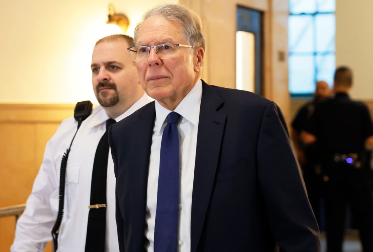 Former NRA Leader Wayne LaPierre arrives for his civil trial at New York State Supreme Court on January 08, 2024 in New York City.  (Michael M. Santiago/Getty Images)