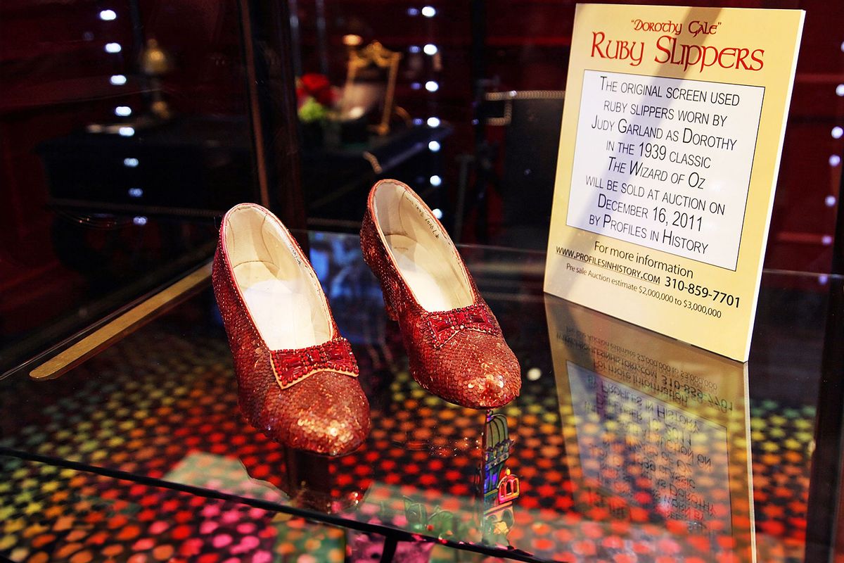 Iconic ruby slippers from "The Wizard Oz" unveiled at Solange Azagury-Partridge on November 14, 2011 in Beverly Hills, California. (Brian To/FilmMagic/Getty Images)