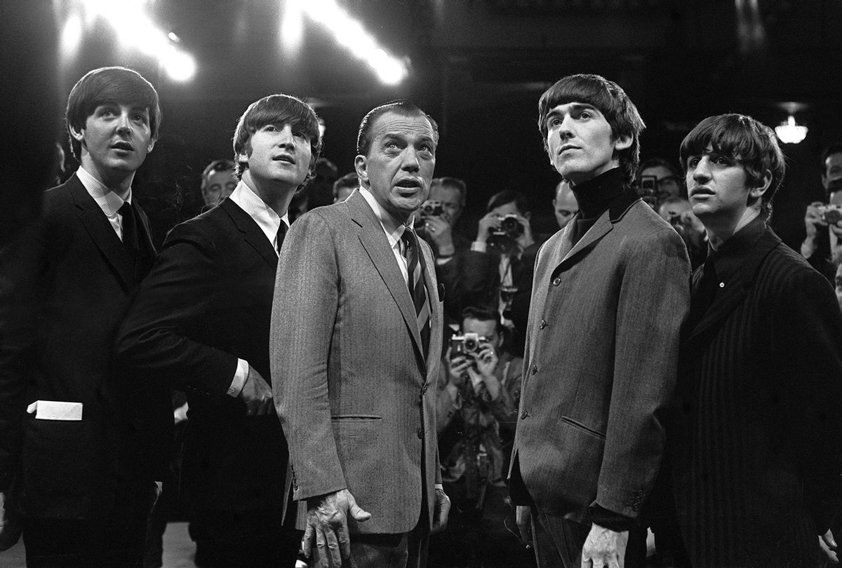 The Beatles with television host Ed Sullivan. 9th February 1964 (Daily Mirror/Daily Mirror/Mirrorpix via Getty Images)