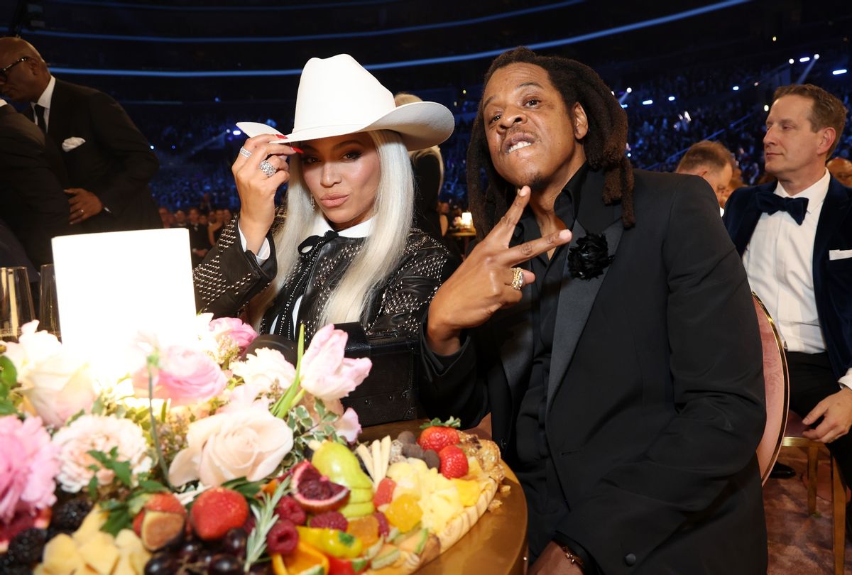 Beyoncé and Jay-Z during the 66th GRAMMY Awards at Crypto.com Arena on February 04, 2024 in Los Angeles, California (Kevin Mazur/Getty Images for The Recording Academy)