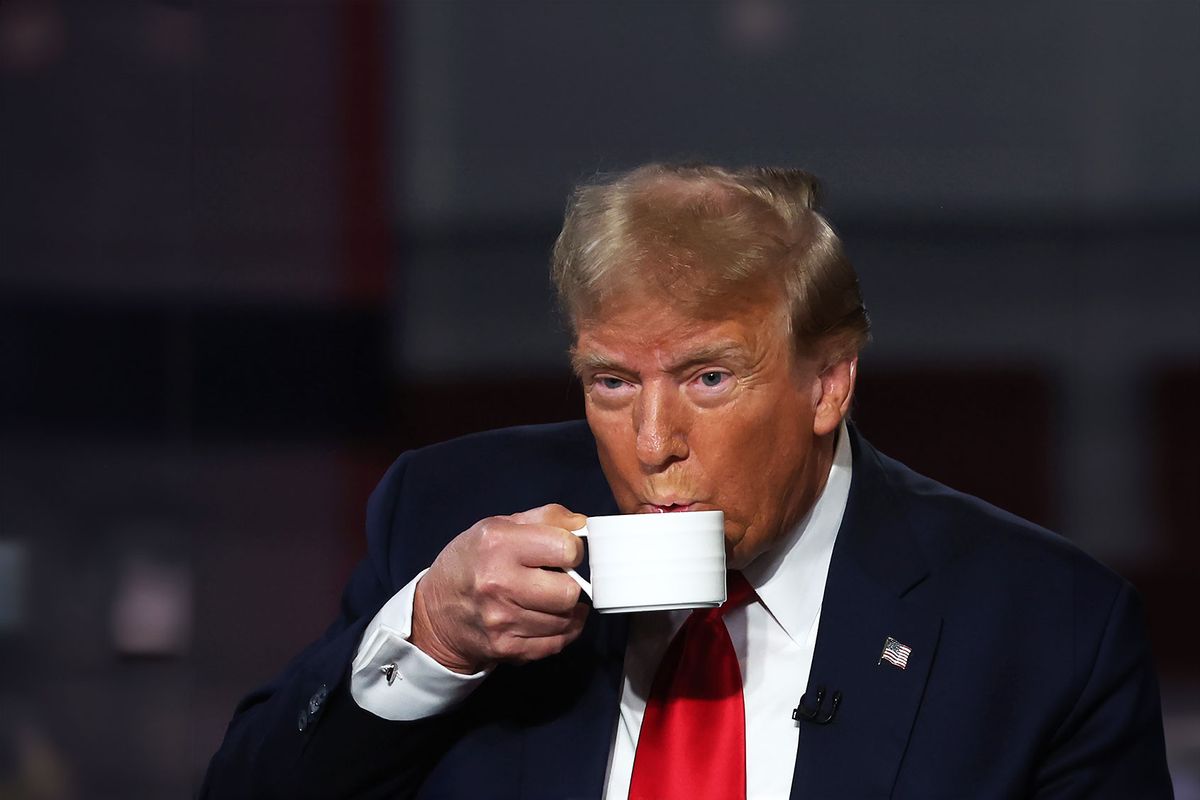 Republican presidential candidate, former U.S. President Donald Trump participates in a Fox News town hall at the Greenville Convention Center on February 20, 2024 in Greenville, South Carolina. (Justin Sullivan/Getty Images)