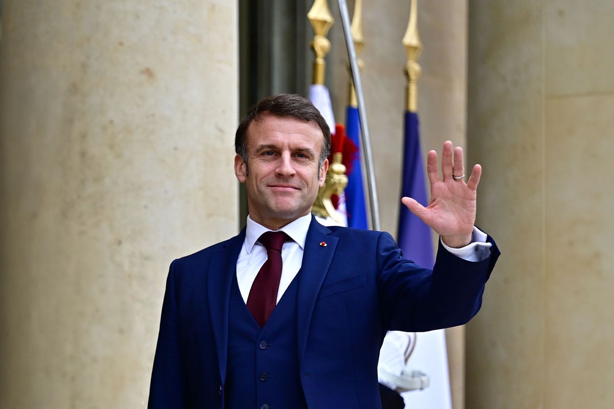French President Emmanuel Macron at Elysee Palace on February 19, 2024 in Paris, France. (hristian Liewig - Corbis/Getty Images)