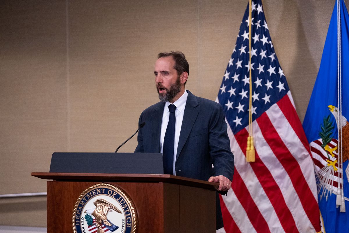 Jack Smith, special counsel investigating President Trump's alleged mishandling of classified documents, delivers a statement on the recent indictment of the former president in Washington on Friday, June 9, 2023. (Bill Clark/CQ-Roll Call, Inc via Getty Images)