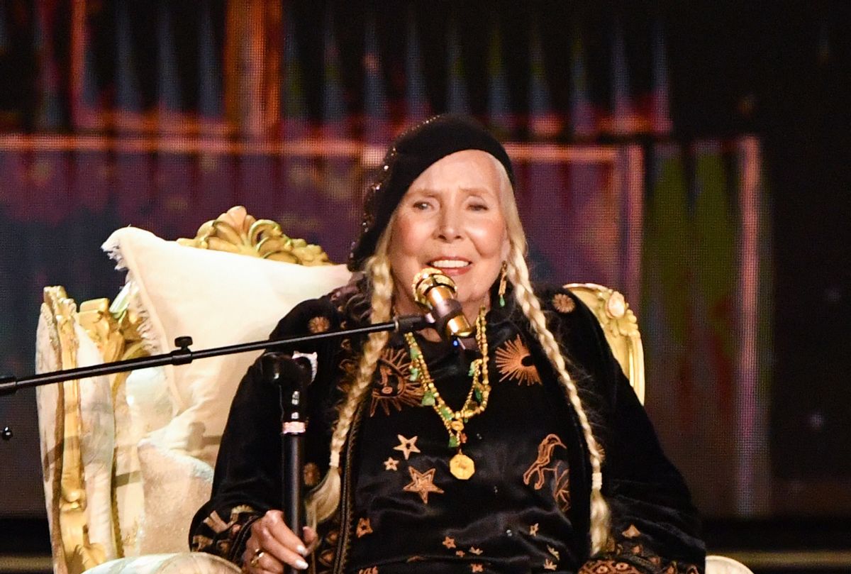 singer-songwriter Joni Mitchell performs on stage during the 66th Annual Grammy Awards at the Crypto.com Arena in Los Angeles on February 4, 2024 (VALERIE MACON/AFP via Getty Images)