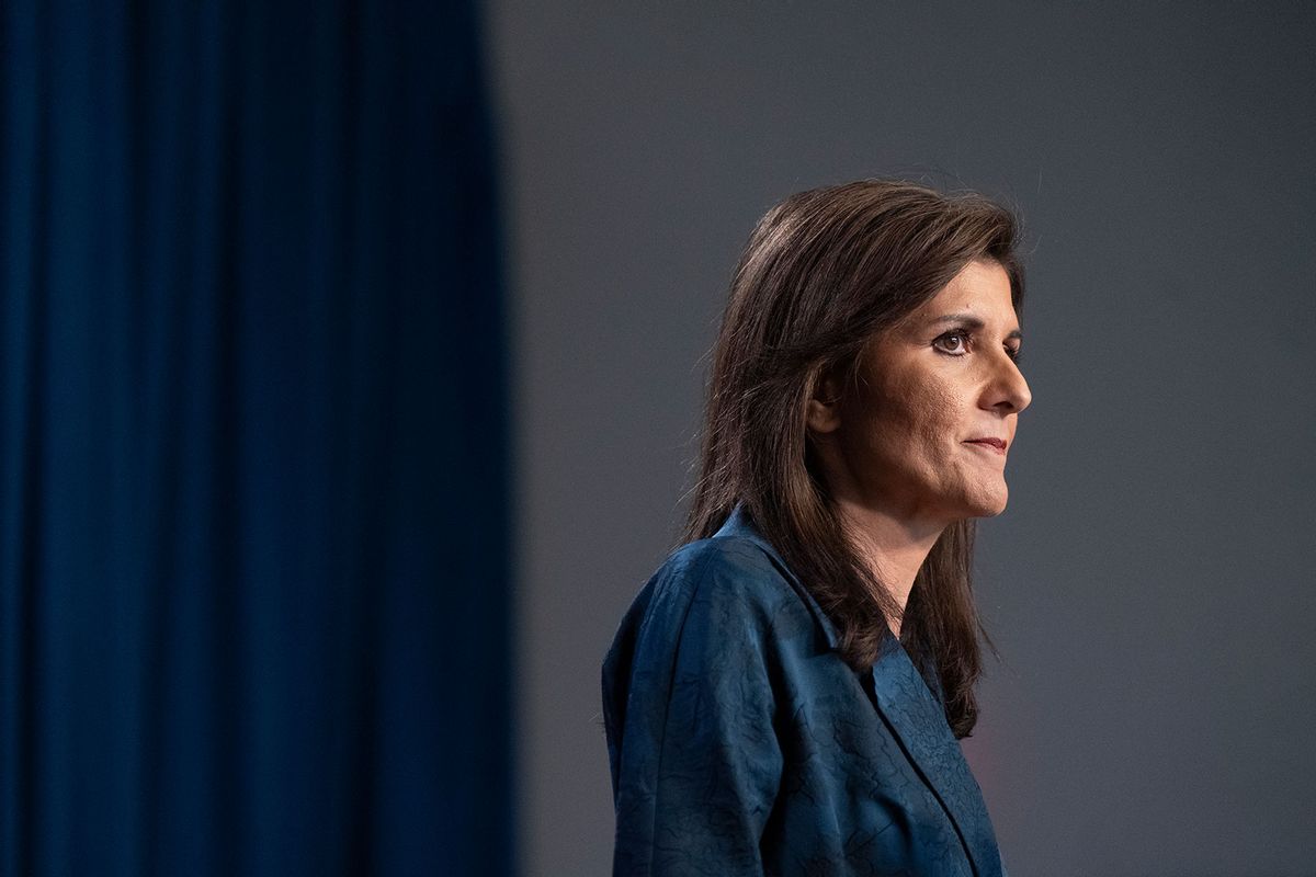 Republican presidential candidate, former U.N. Ambassador Nikki Haley speaks at a campaign event at Clemson University at Greenville on February 20, 2024 in Greenville, South Carolina. (Allison Joyce/Getty Images)
