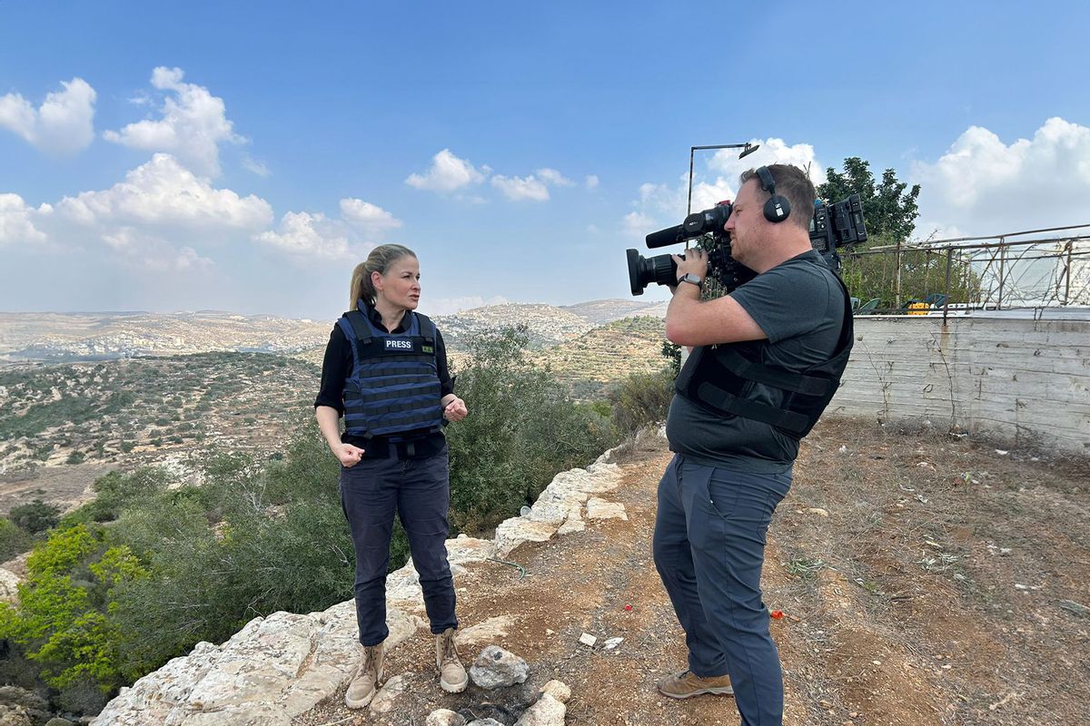 Hala reporting from Nablus in the West Bank (Photo courtesy of the author)