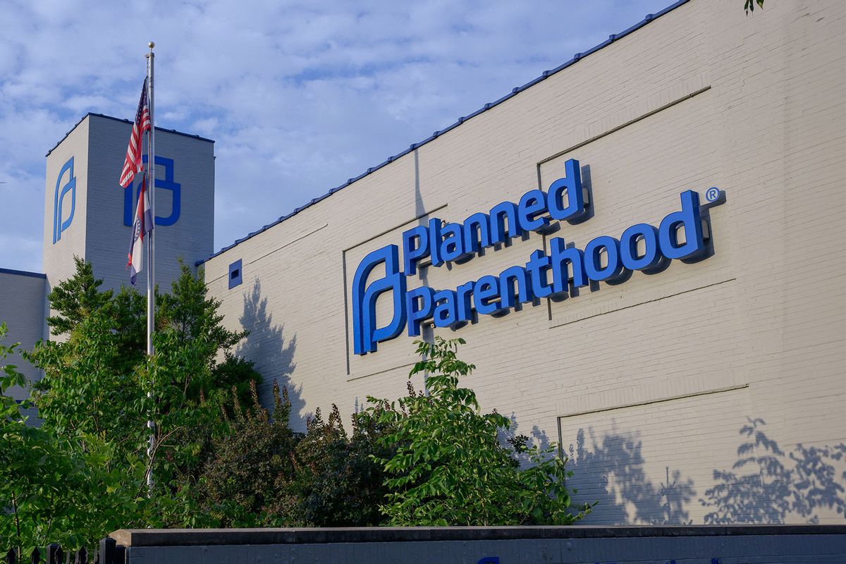 Signage outside the Planned Parenthood Reproductive Health Services Center in St. Louis, Missouri on June 24, 2022. (ANGELA WEISS/AFP via Getty Images)