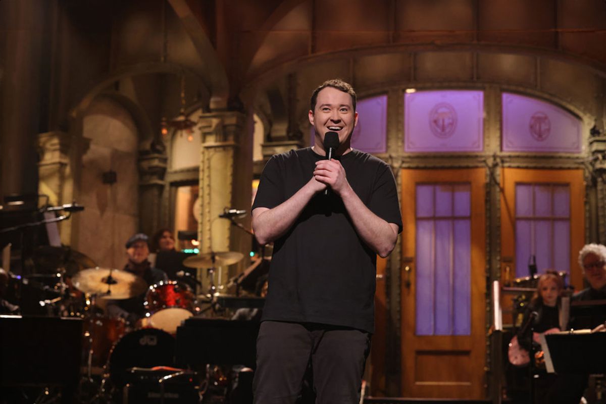 Host Shane Gillis during the Monologue on the Saturday, February 24, 2024 episode of "Saturday Night Live" (Will Heath/NBC)
